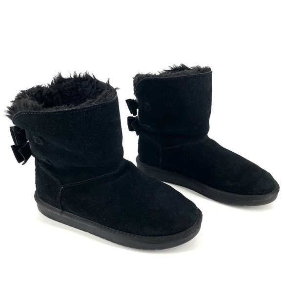 Koolaburra by UGG Attie Black Double Bow Detail Winter Boots - Picture 2 of 6